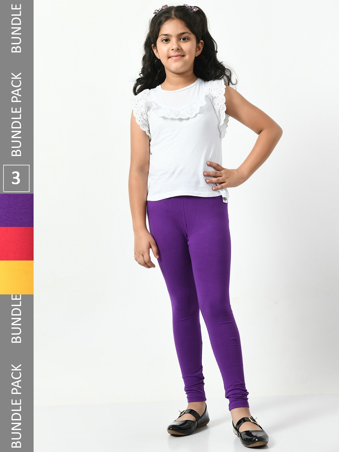 

BAESD Girls Pack Of 3 Churidar-Length Leggings, Red