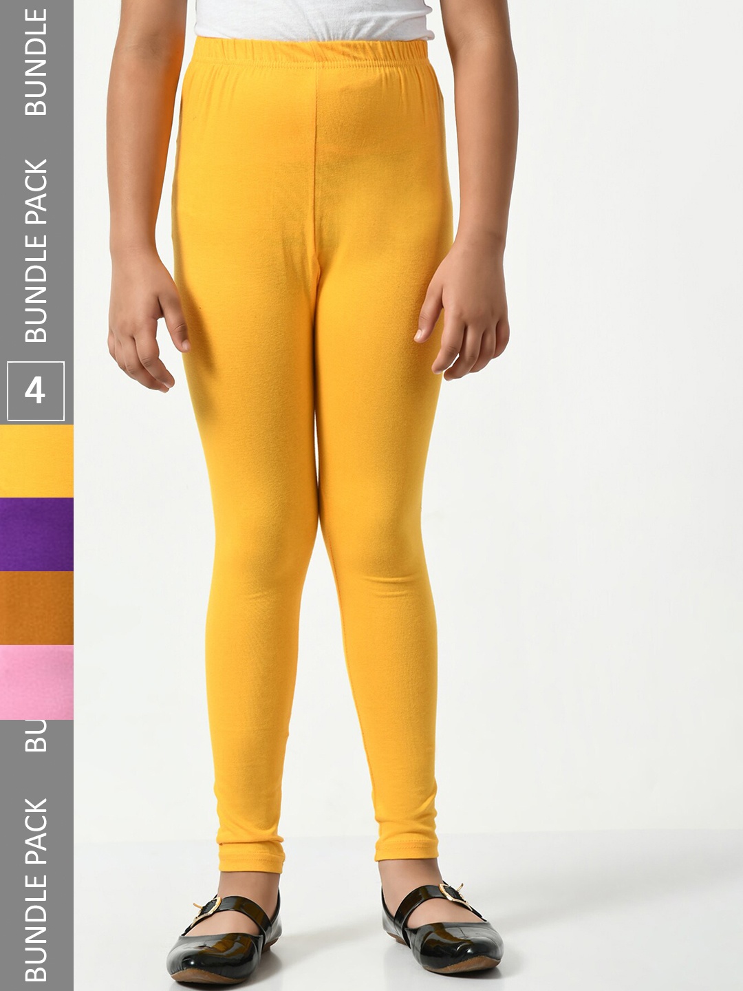 

BAESD Girls Pack Of 4 Churidar-Length Leggings, Yellow