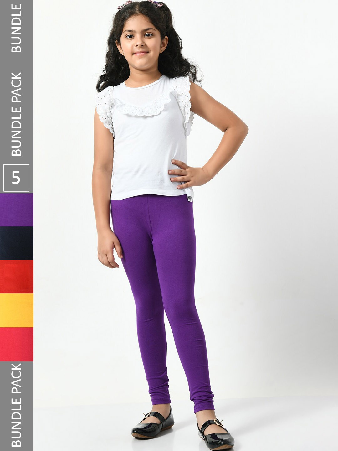

BAESD Girls Pack Of 5 Super Soft Churidar-Length Leggings, Purple