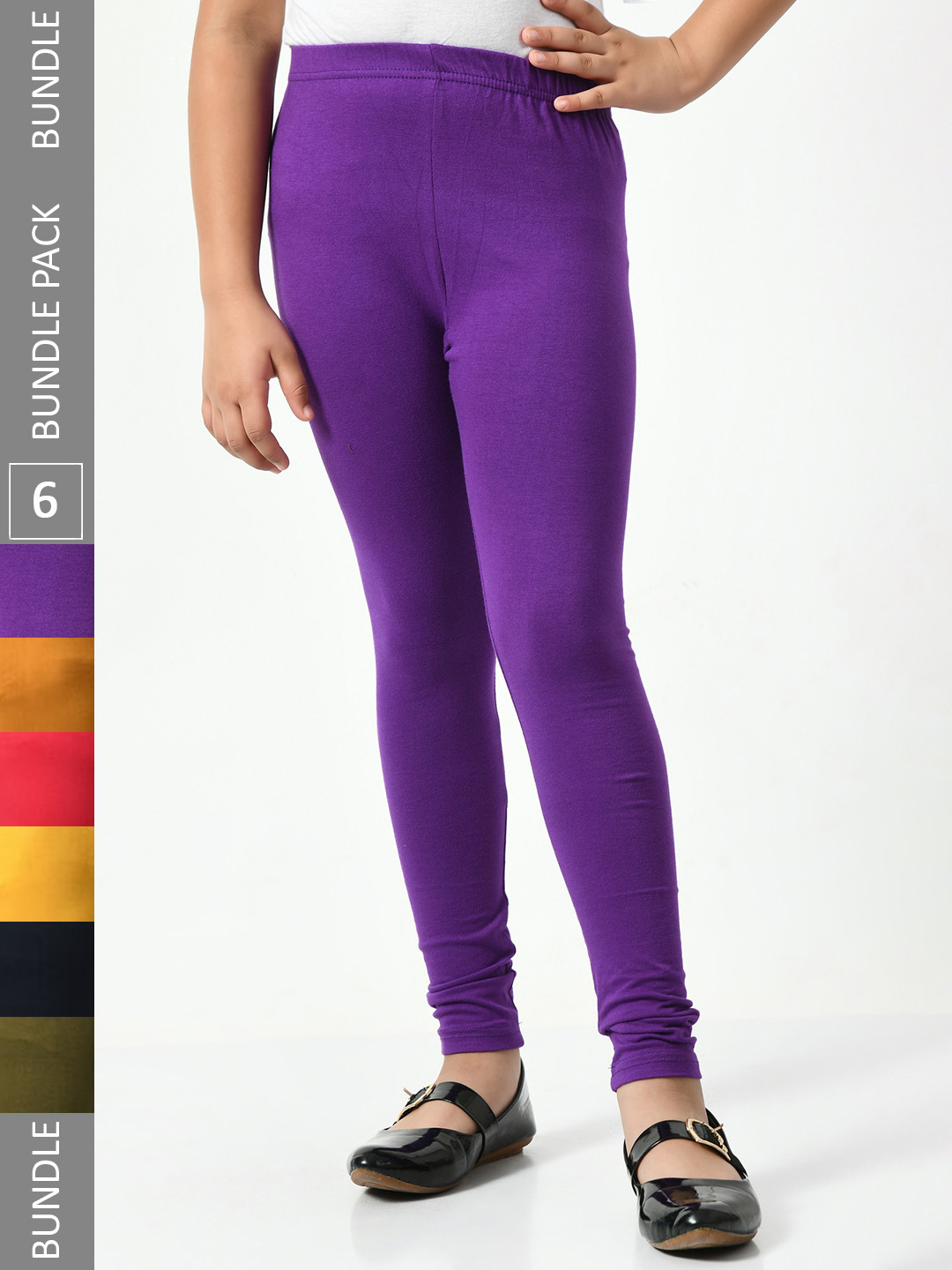 

BAESD Girls Pack Of 6 Super Soft Churidar Length Leggings, Purple