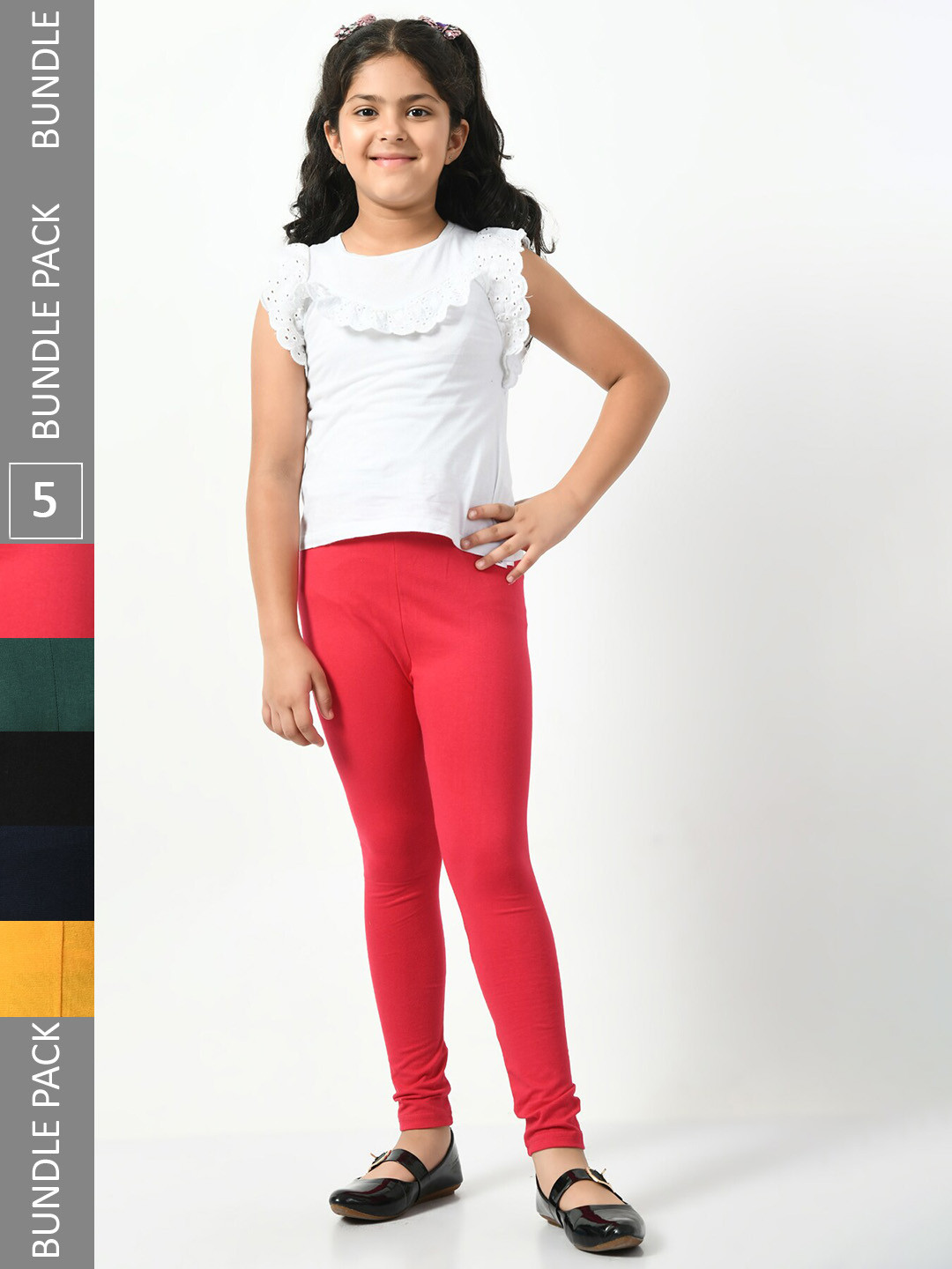 

BAESD Girls Pack Of 5 Churidar-Length Leggings, Yellow