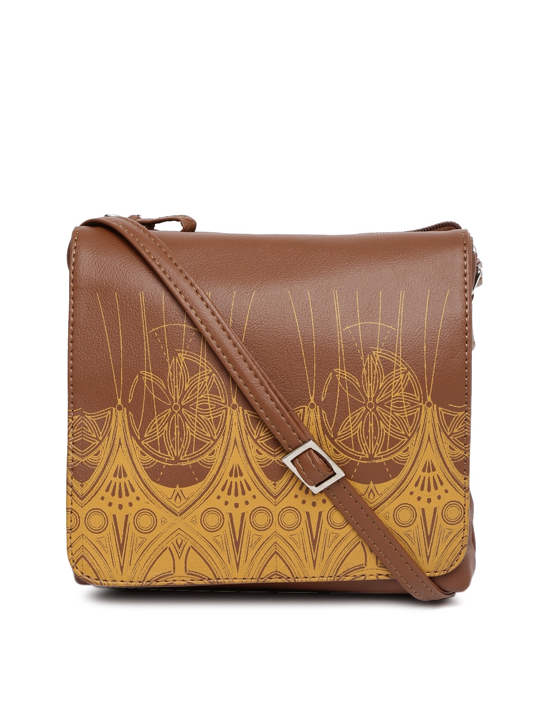 

Baggit Brown & Mustard Yellow Printed Sling Bag