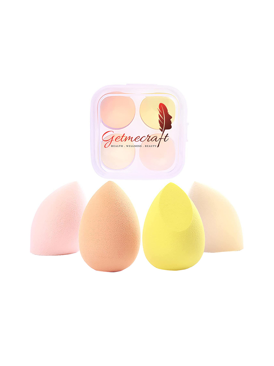 

Getmecraft Set Of 4 Latex-Free Beauty Blender Sponges, Yellow