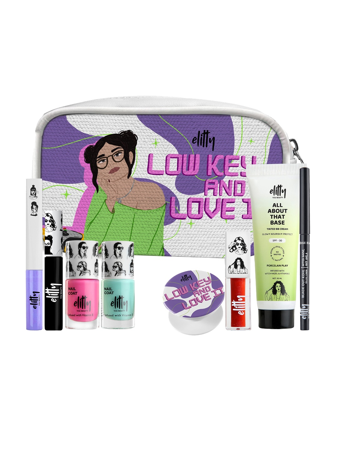 

Elitty Low Key and Love it Makeup Kit 7 Products 2 freebies &1 Pouch, Multi