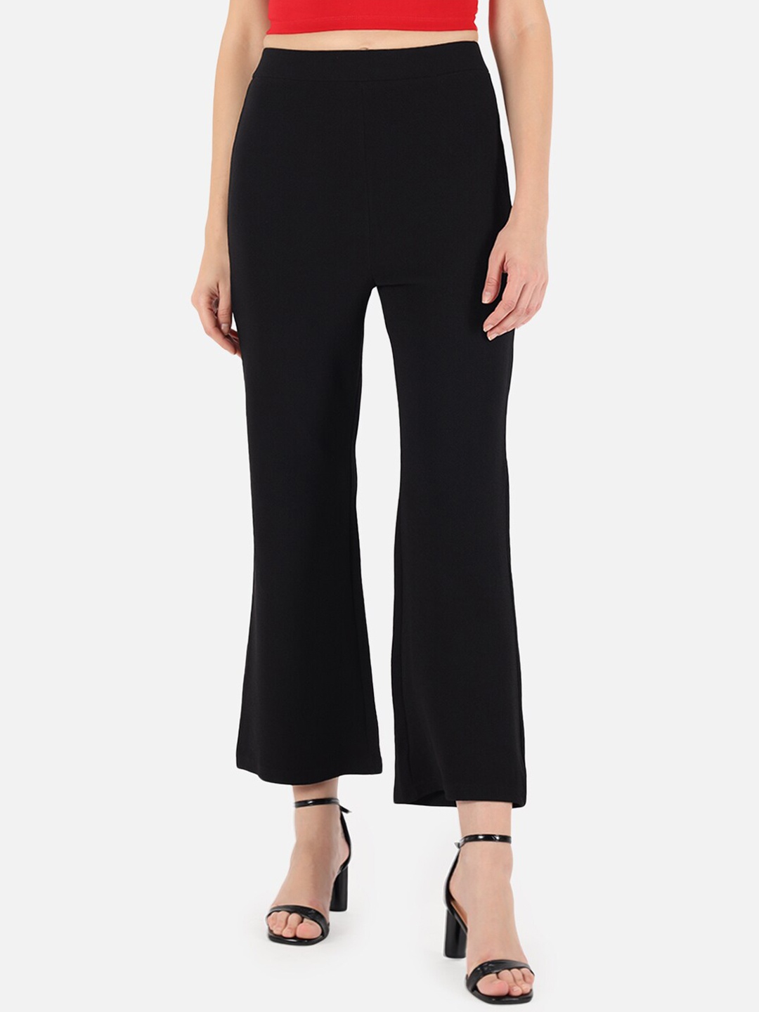 

Trend Arrest Women Comfort Loose Fit High-Rise Bootcut Trousers, Black