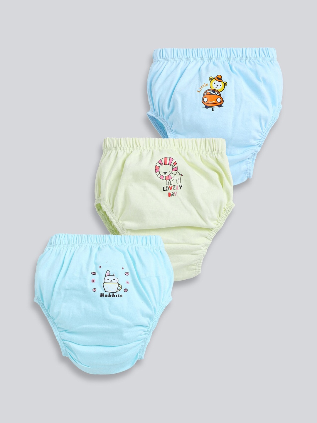 

MooNKids Infants Pack of 3 Printed Detail Cotton Basic Briefs, Multi