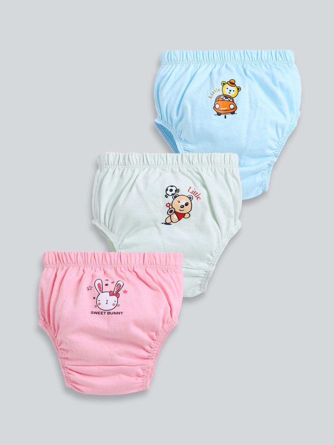 

MooNKids Infant Pack Of 3 Printed Cotton Basic Briefs MK_Bloomer_323, Pink