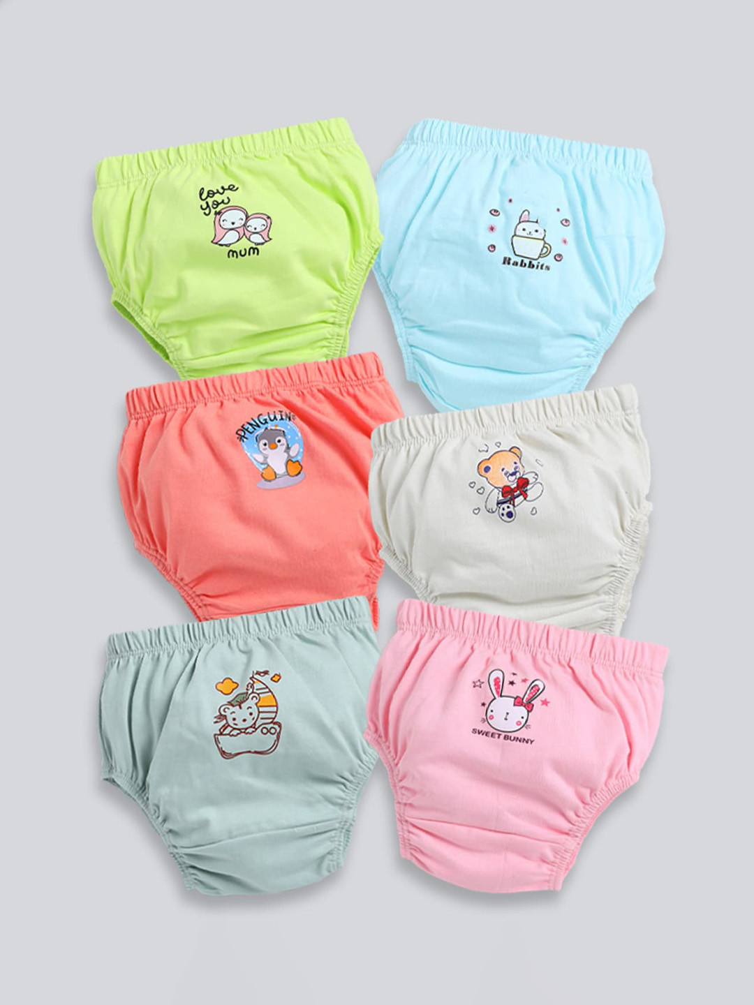 

MooNKids Infants Pack Of 6 Printed Cotton Basic Briefs MK_Bloomer_63, Multi
