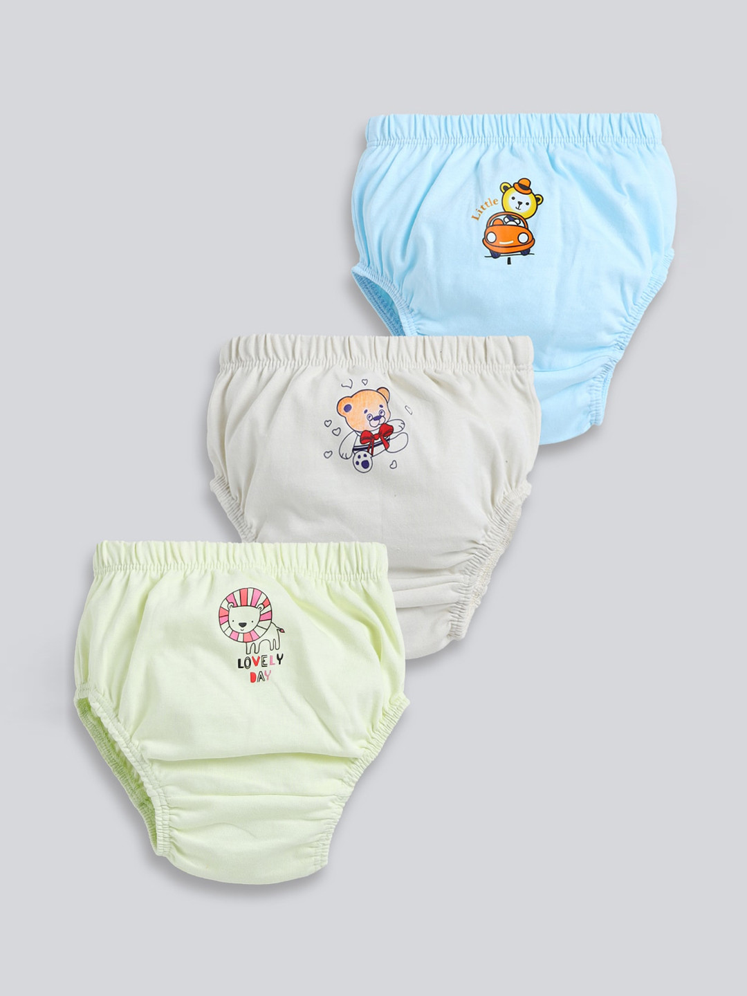 

MooNKids Infant Pack Of 3 Printed Cotton Basic Briefs MK_Bloomer_36, Off white