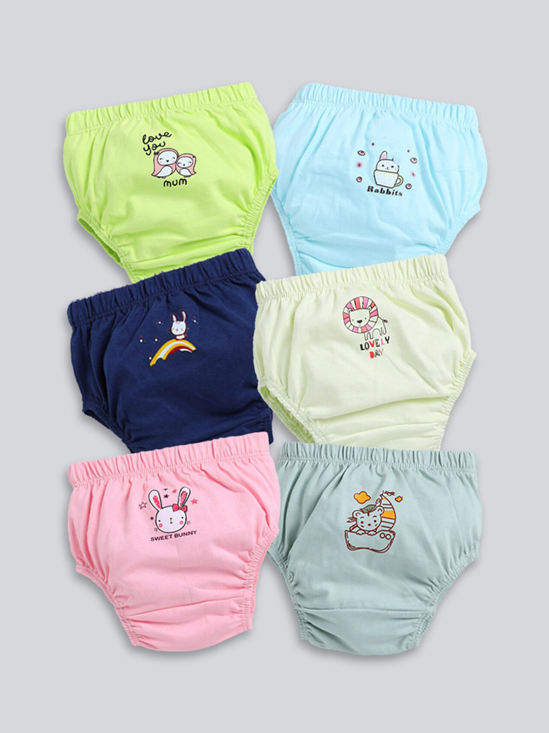 

MooNKids Infant Pack Of 6 Printed Cotton Basic BriefsMK_Bloomer_67, Navy blue