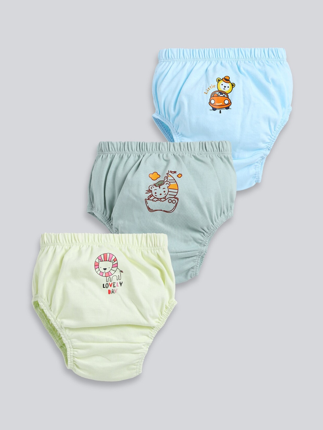 

MooNKids Infant Pack Of 3 Printed Cotton Basic Briefs MK_Bloomer_34, Green