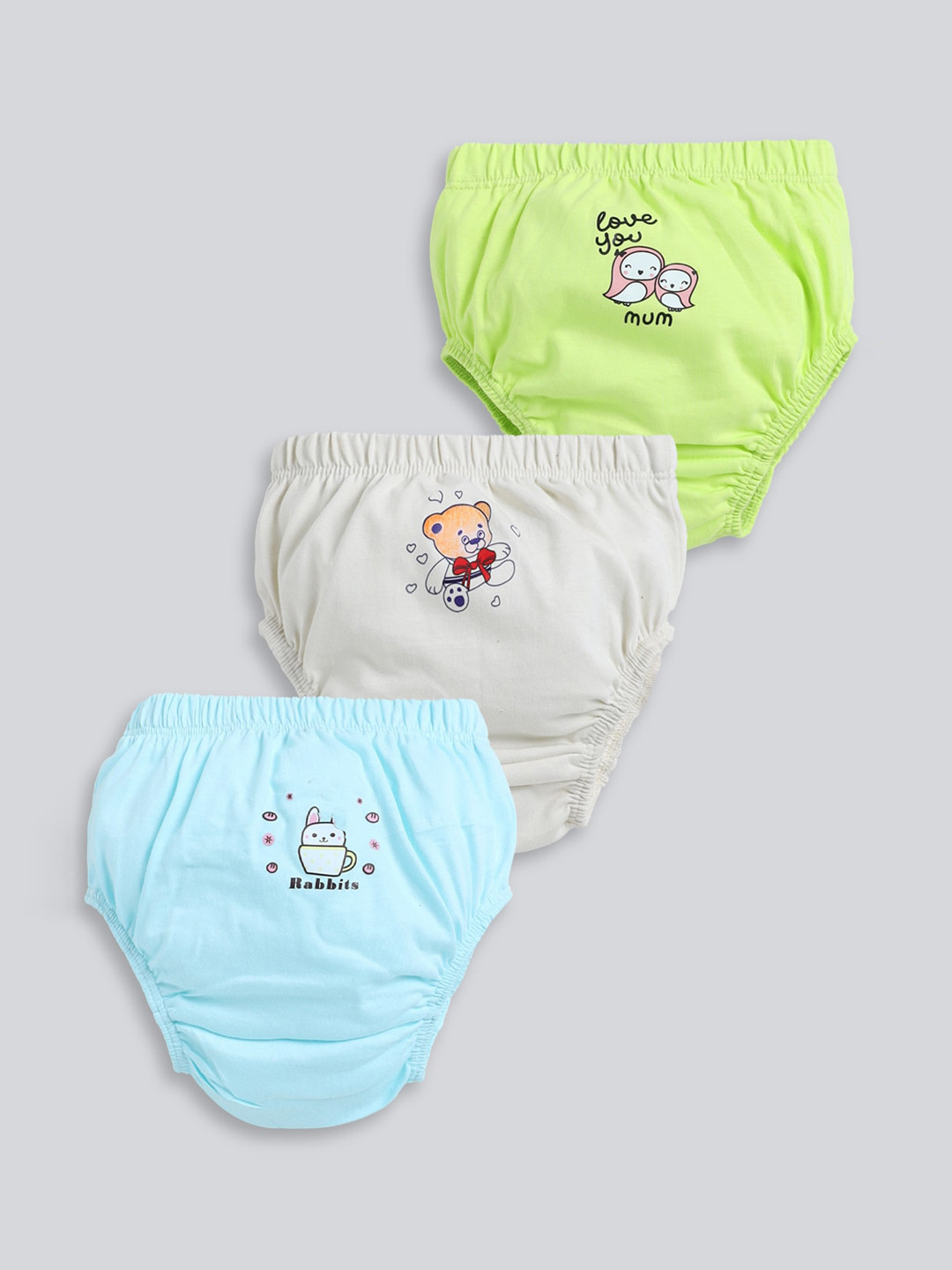 

MooNKids Infants Pack Of 3 Printed Cotton Basic Briefs MK_Bloomer_322, Green