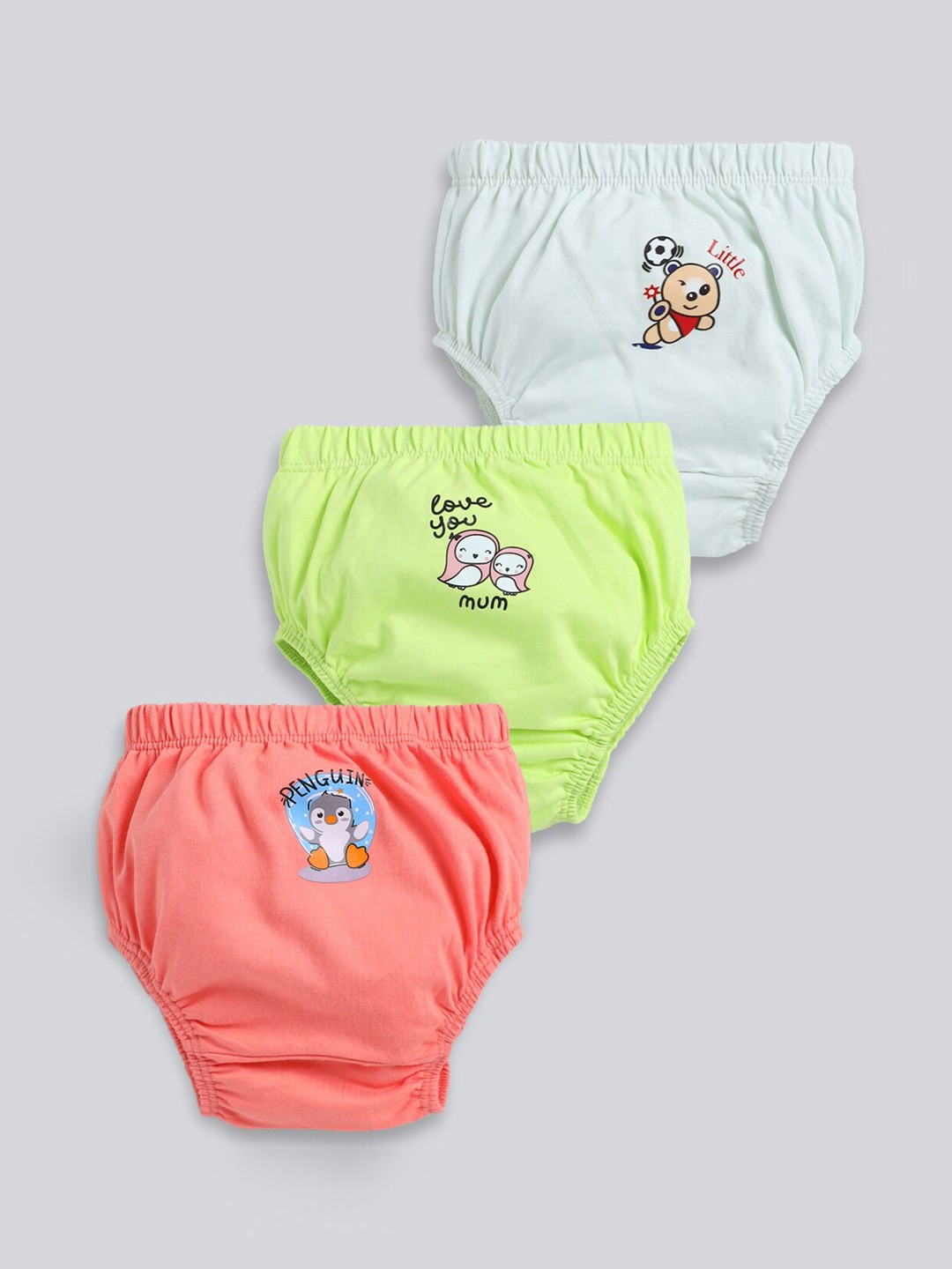 

MooNKids Infant Pack Of 3 Low-Rise Cotton Basic Briefs MK_Bloomer_321, Green