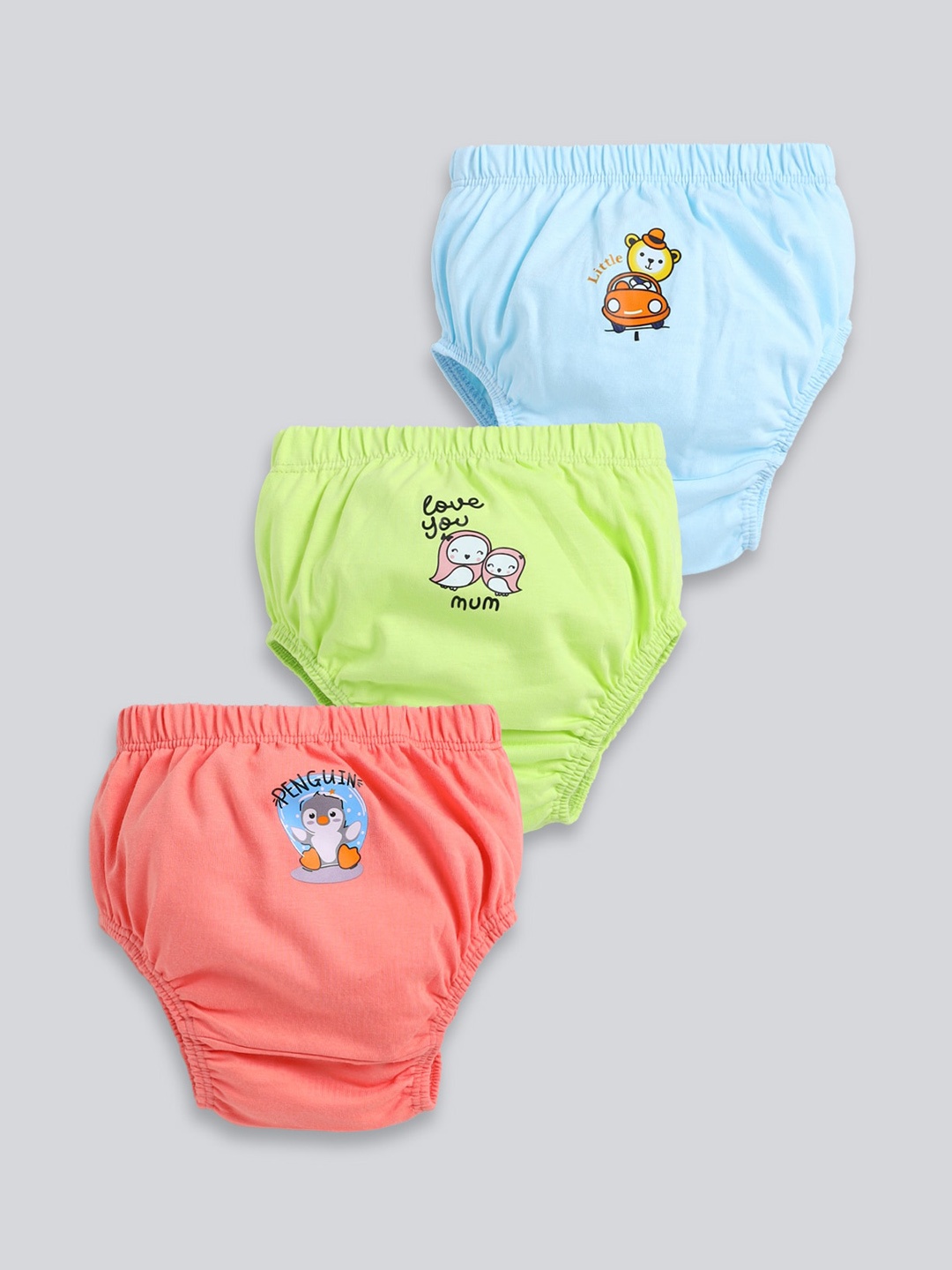 

MooNKids Infants Pack Of 3 Printed Cotton Basic Briefs MK_Bloomer_320, Blue