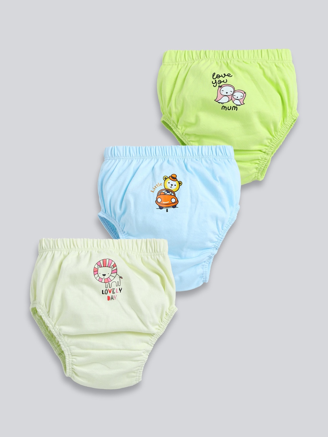 

MooNKids Infants Pack Of 3 Printed Cotton Basic Briefs MK_Bloomer_37, Green