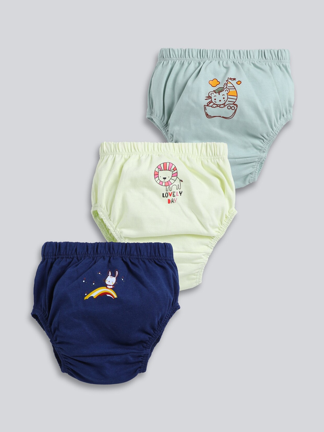 

MooNKids Infants Pack of 3 Printed Cotton Basic Briefs MK_Bloomer_314, Navy blue