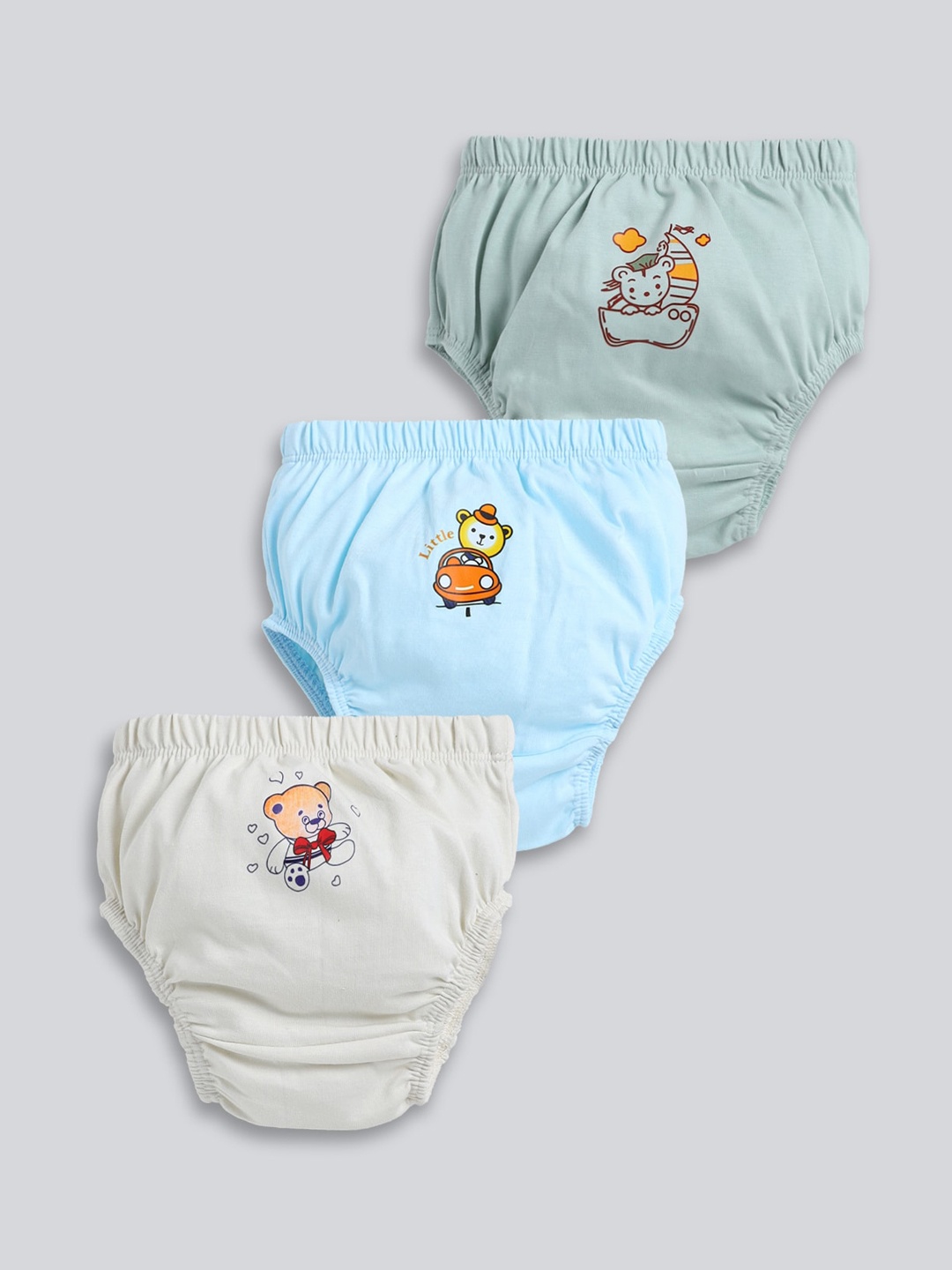 

MooNKids Infant Pack Of 3 Printed Cotton Basic Briefs MK_Bloomer_316, Green