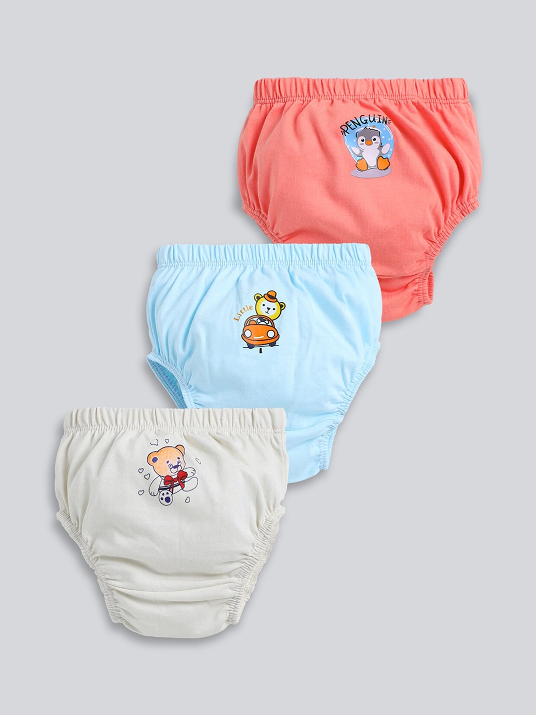 

MooNKids Infant Pack Of 3 Printed Cotton Basic Briefs MK_Bloomer_317, Blue