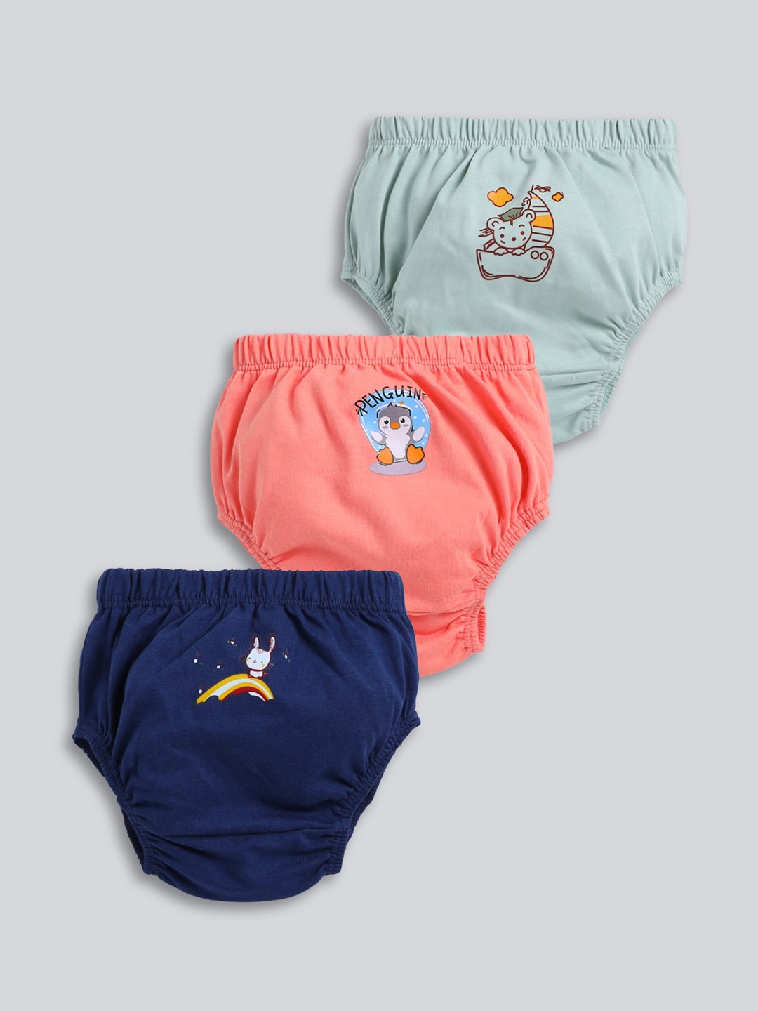 

MooNKids Infant Pack Of 3 Printed Cotton Basic Briefs MK_Bloomer_315, Blue