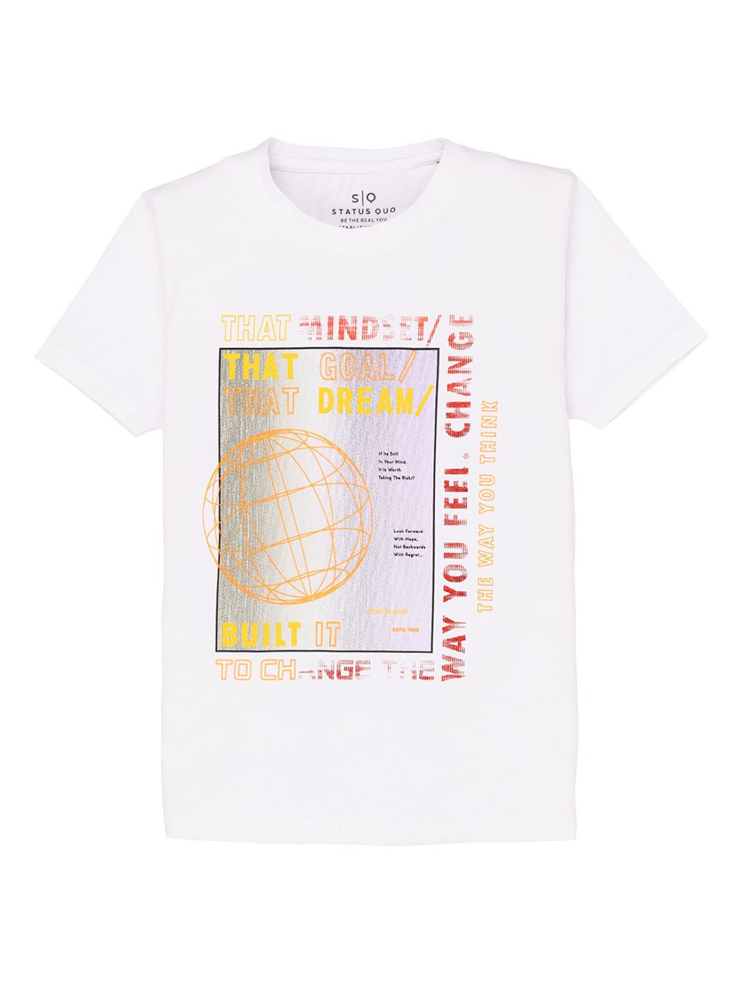 

Status Quo Boys Typography Printed Cotton T-shirt, White