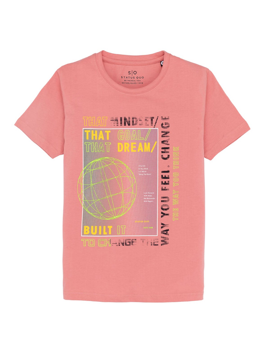 

Status Quo Boys Typography Printed Cotton T-shirt, Pink