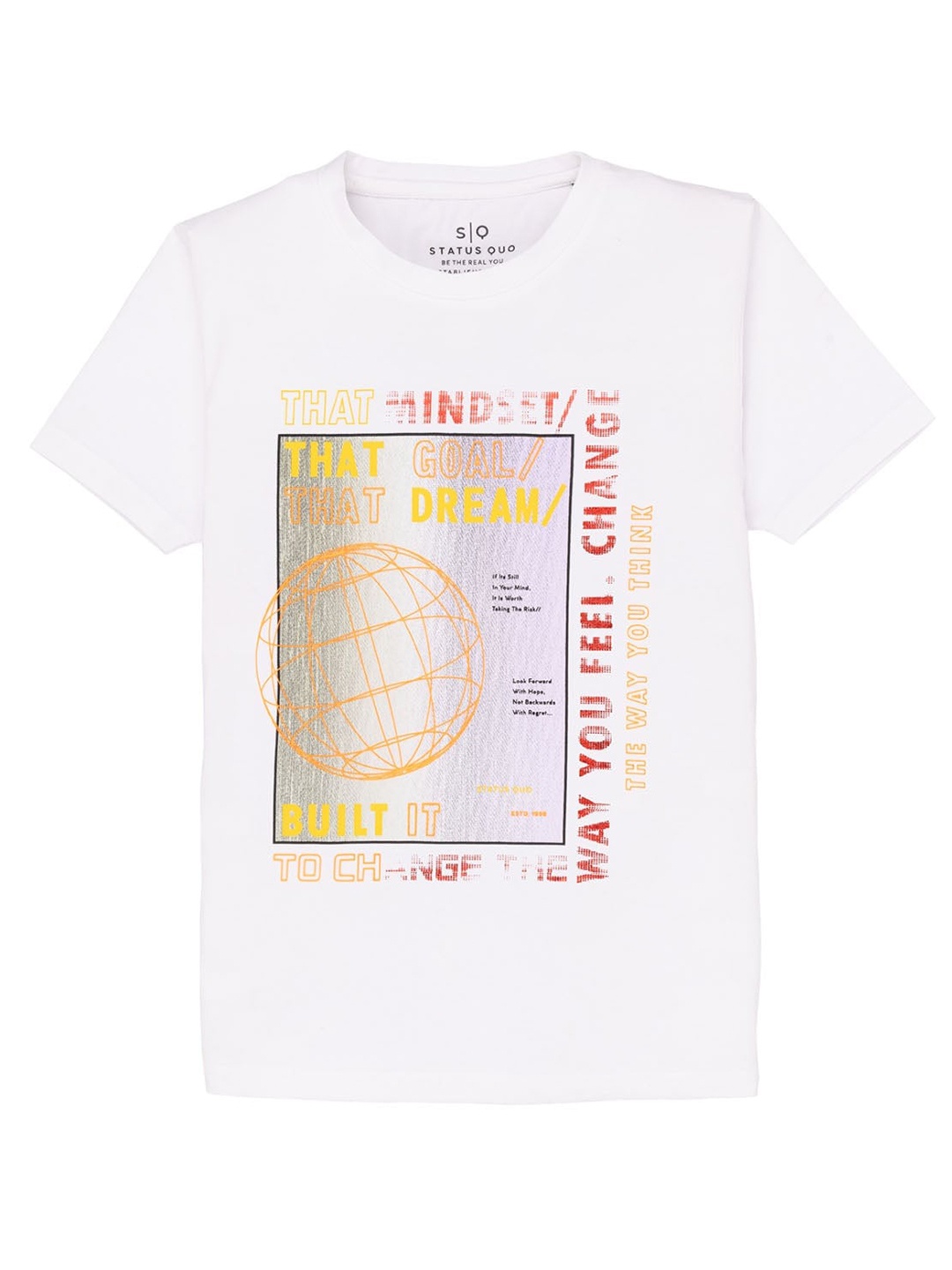 

Status Quo Boys Typography Printed Cotton T-shirt, White
