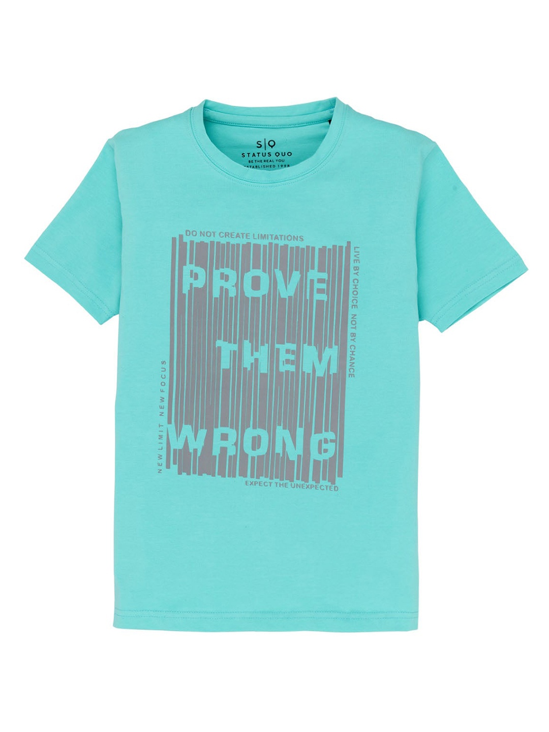

Status Quo Boys Typography Printed Cotton T-shirt, Blue