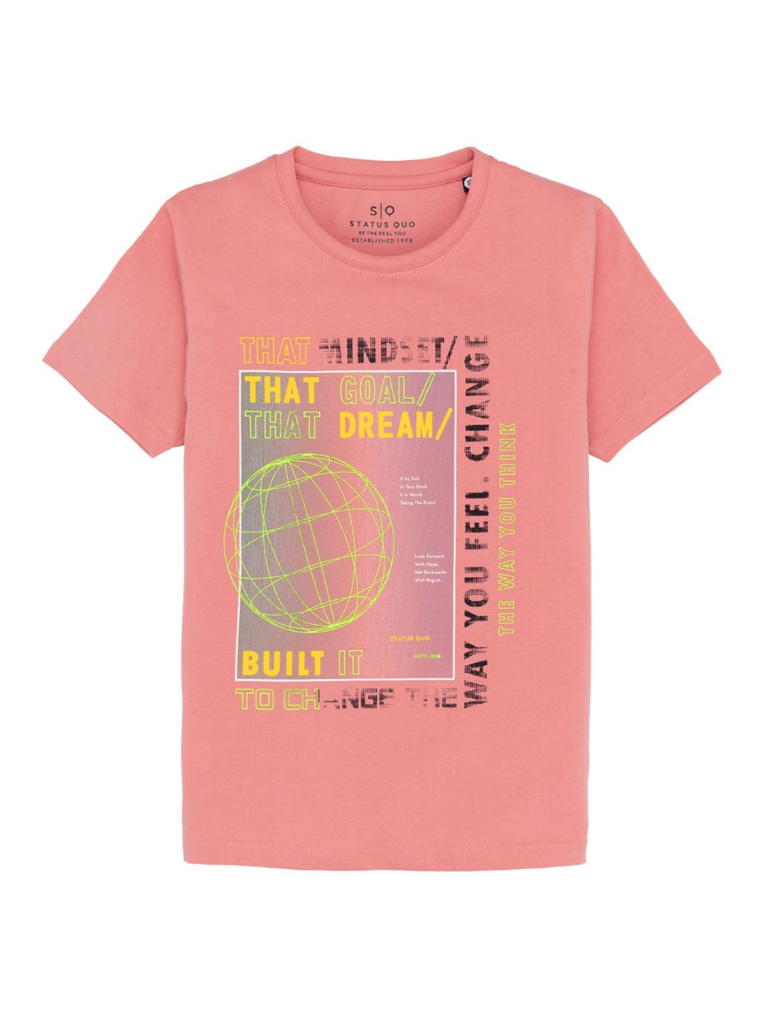 

Status Quo Boys Typography Printed Cotton T-shirt, Pink