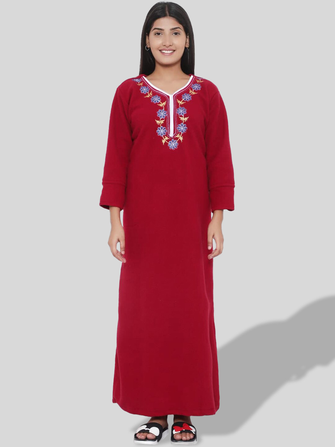 

PALIVAL Floral Embroidered Maxi Nightdress, Maroon