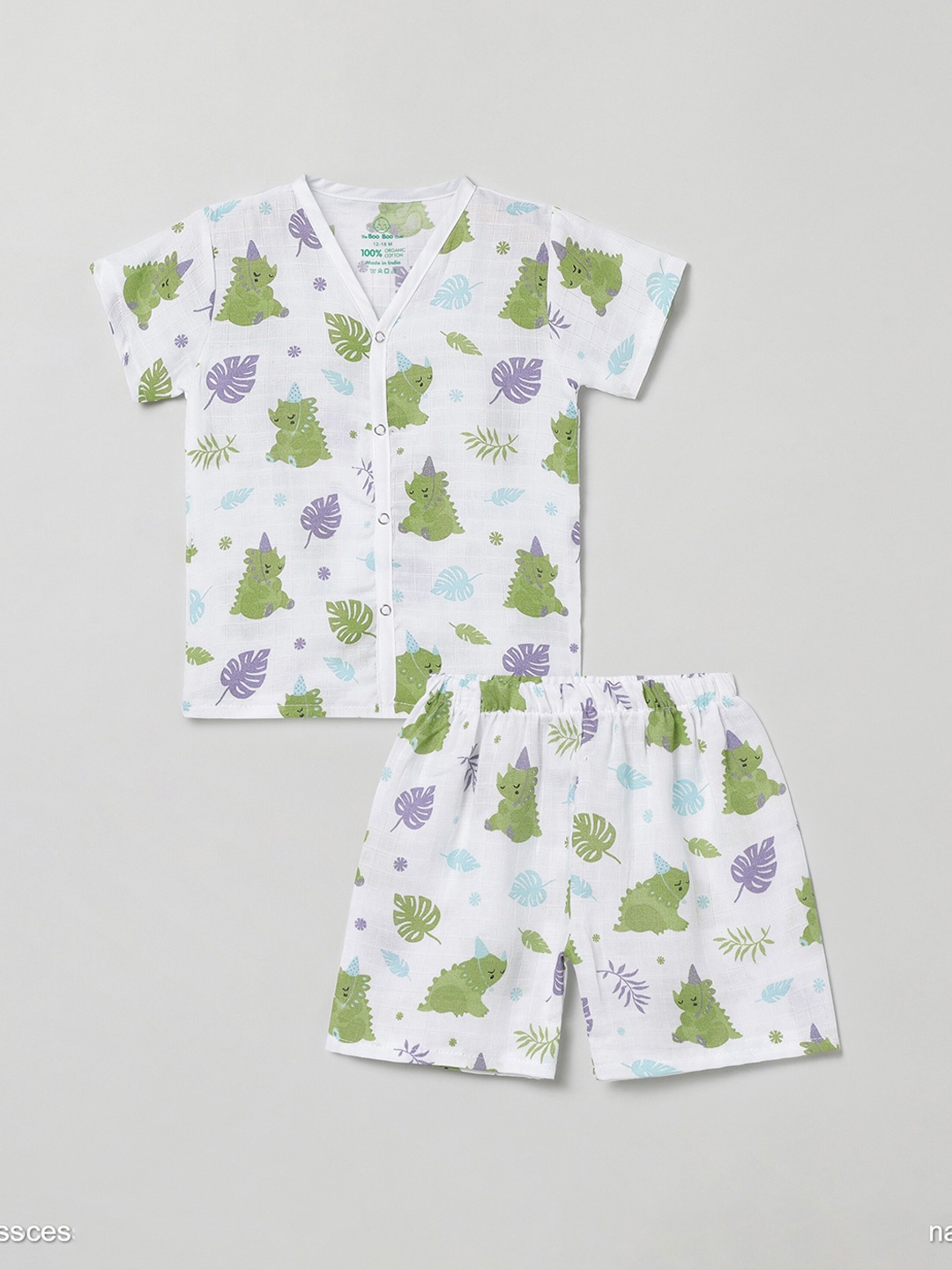

The Boo Boo Club Kids Printed Organic Cotton Shirt with Shorts, White