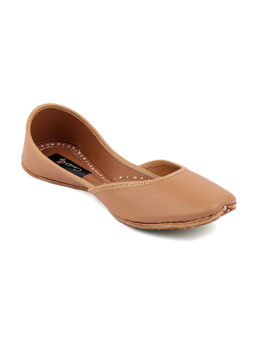 

Coral Haze Women Beige Solid Leather Mojaris