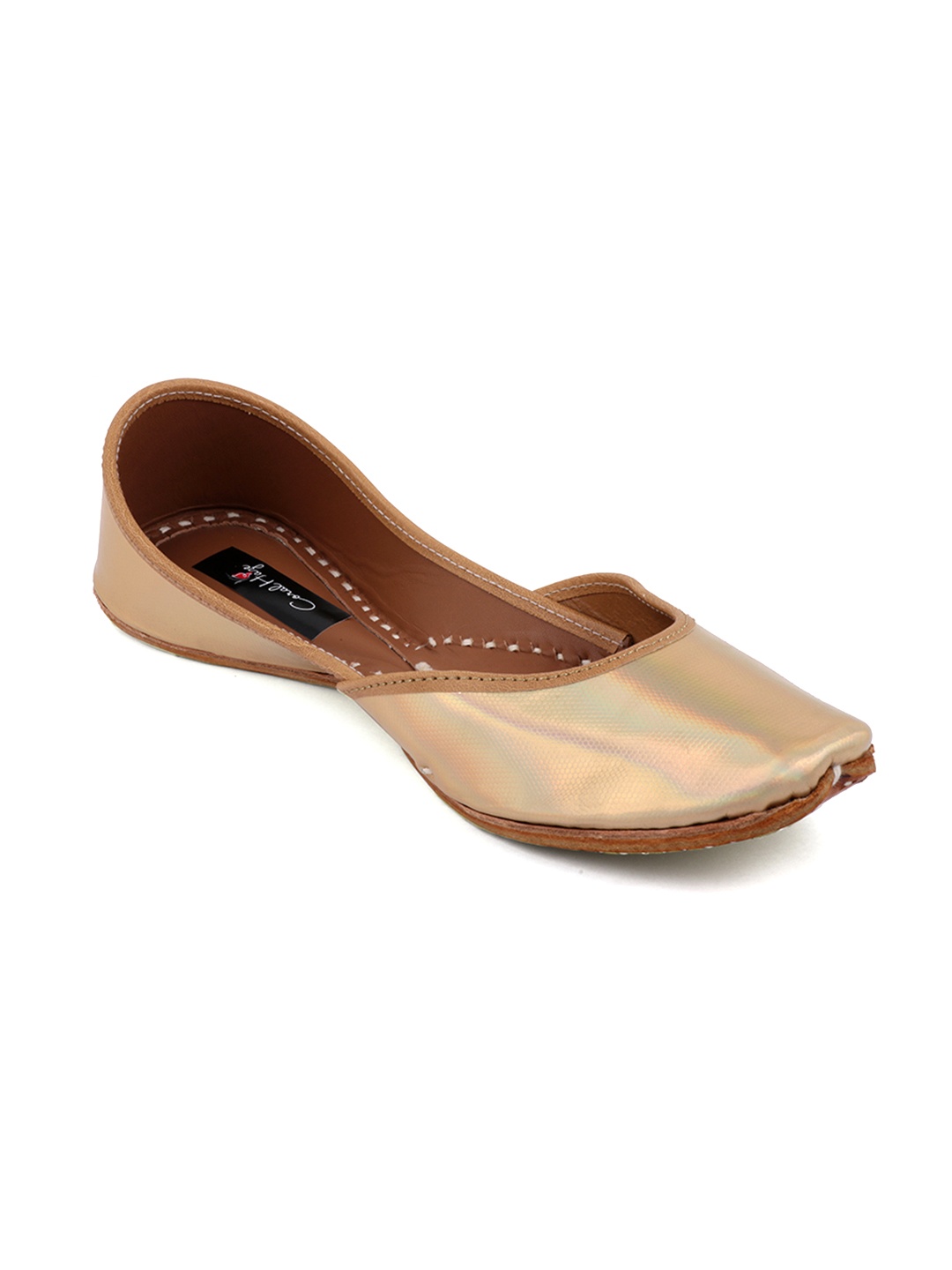 

Coral Haze Women Gold-Toned Solid Leather Mojaris