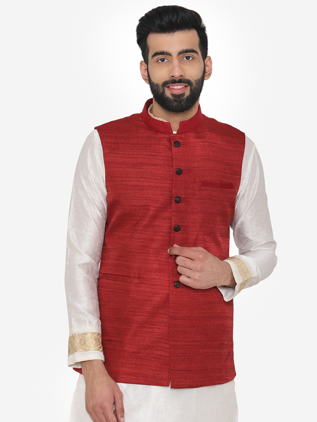

Manyavar Maroon Nehru Jacket