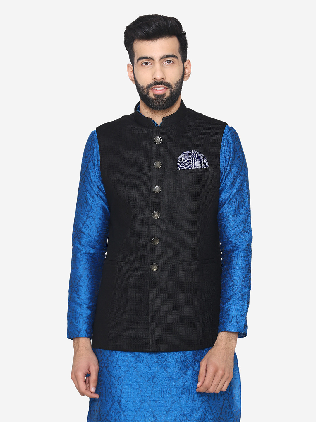

Manyavar Black Nehru Jacket