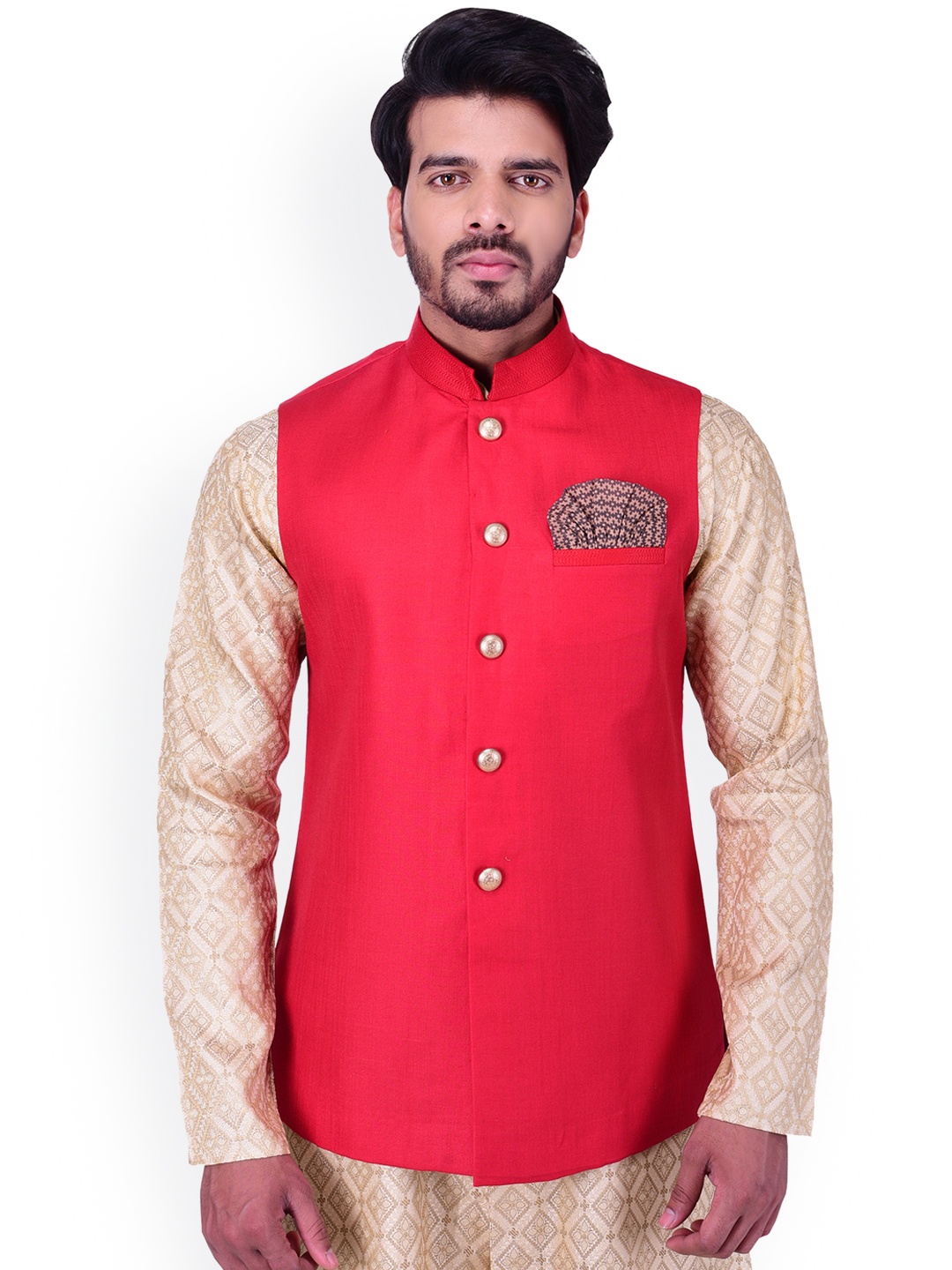 

Manyavar Red Nehru Jacket