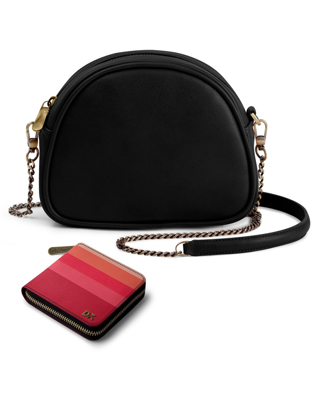 

DailyObjects Leather Structured Sling Bag, Black
