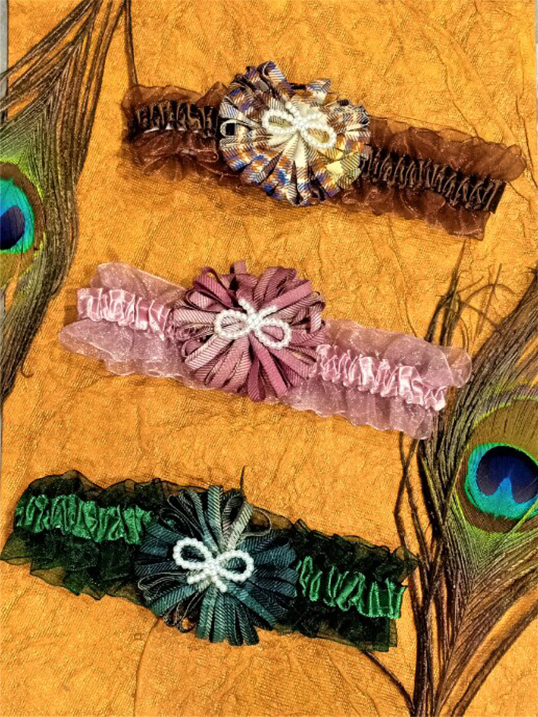 

FEMMIBELLA Girls Set of 3 Lace Hairband, Green