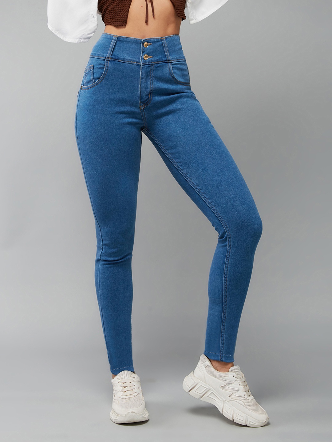

DOLCE CRUDO Women Blue Skinny Fit High-Rise Stretchable Jeans