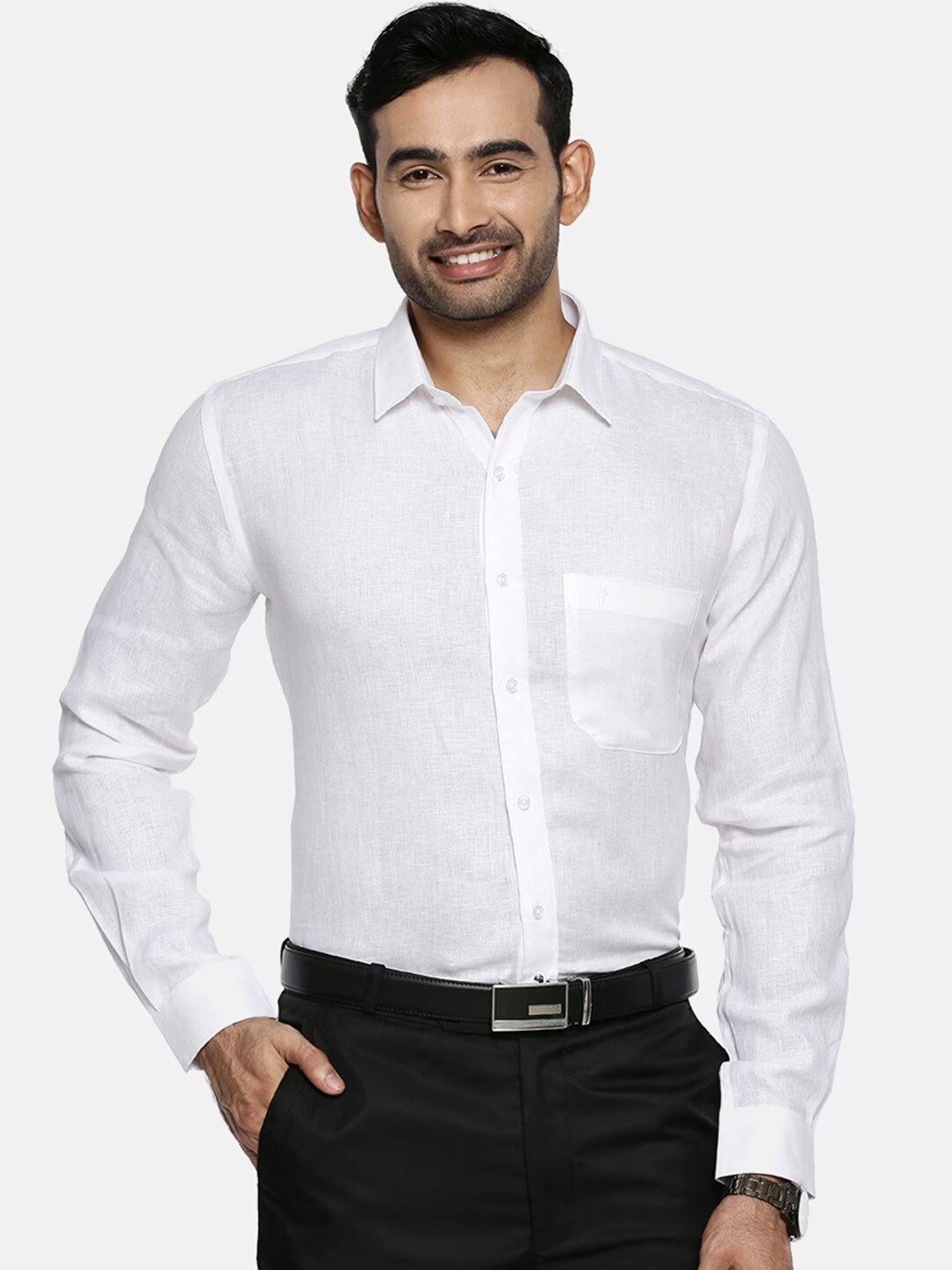 

Ramraj Semi Sheer Pure Cotton Formal Shirt, White