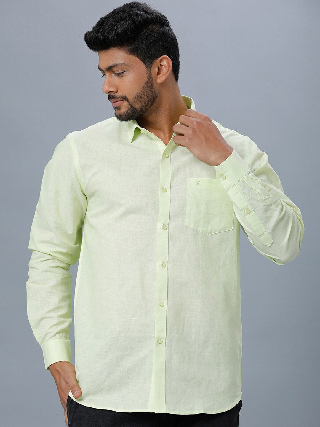 

Ramraj Opaque Pure Cotton Casual Shirt, Green