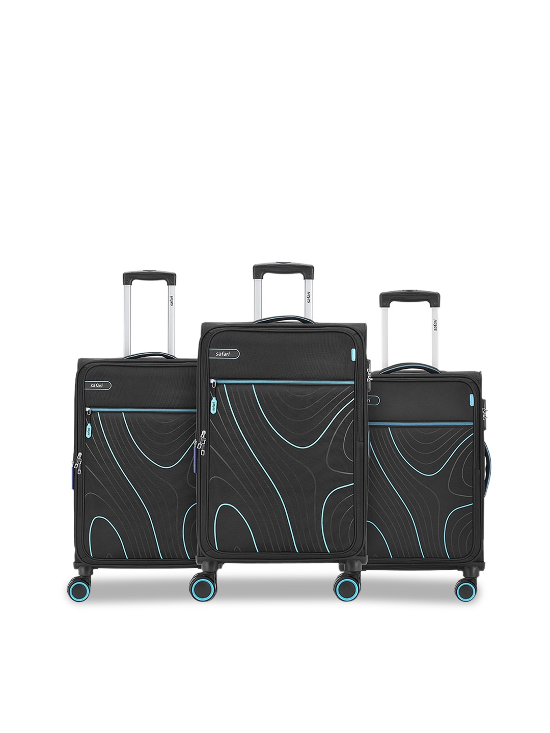 

Safari Contour Set of 3 Polyester Soft Trolley Bag, Black