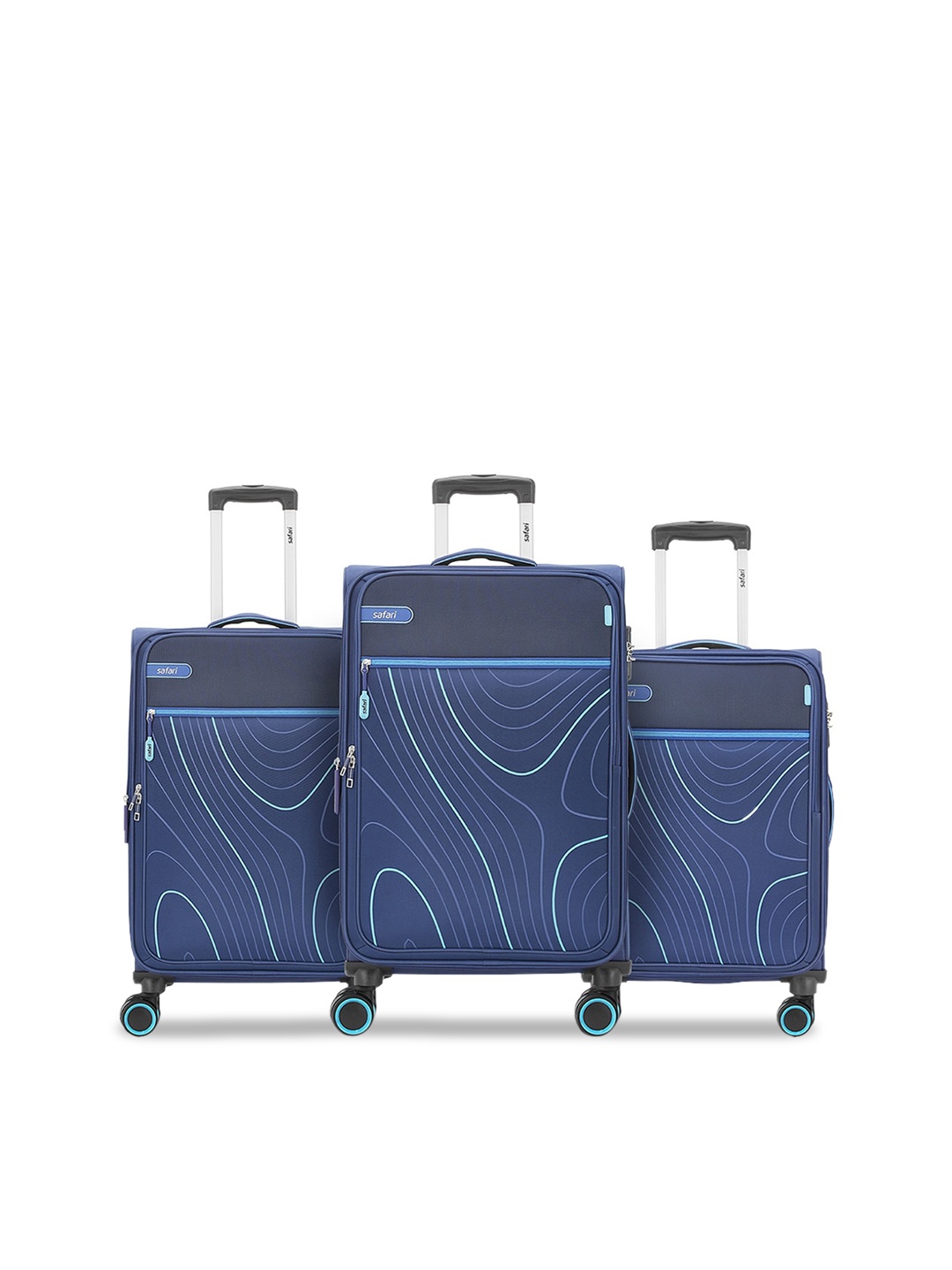 

Safari Contour Set of 3 Polyester Soft Trolley Bag, Blue