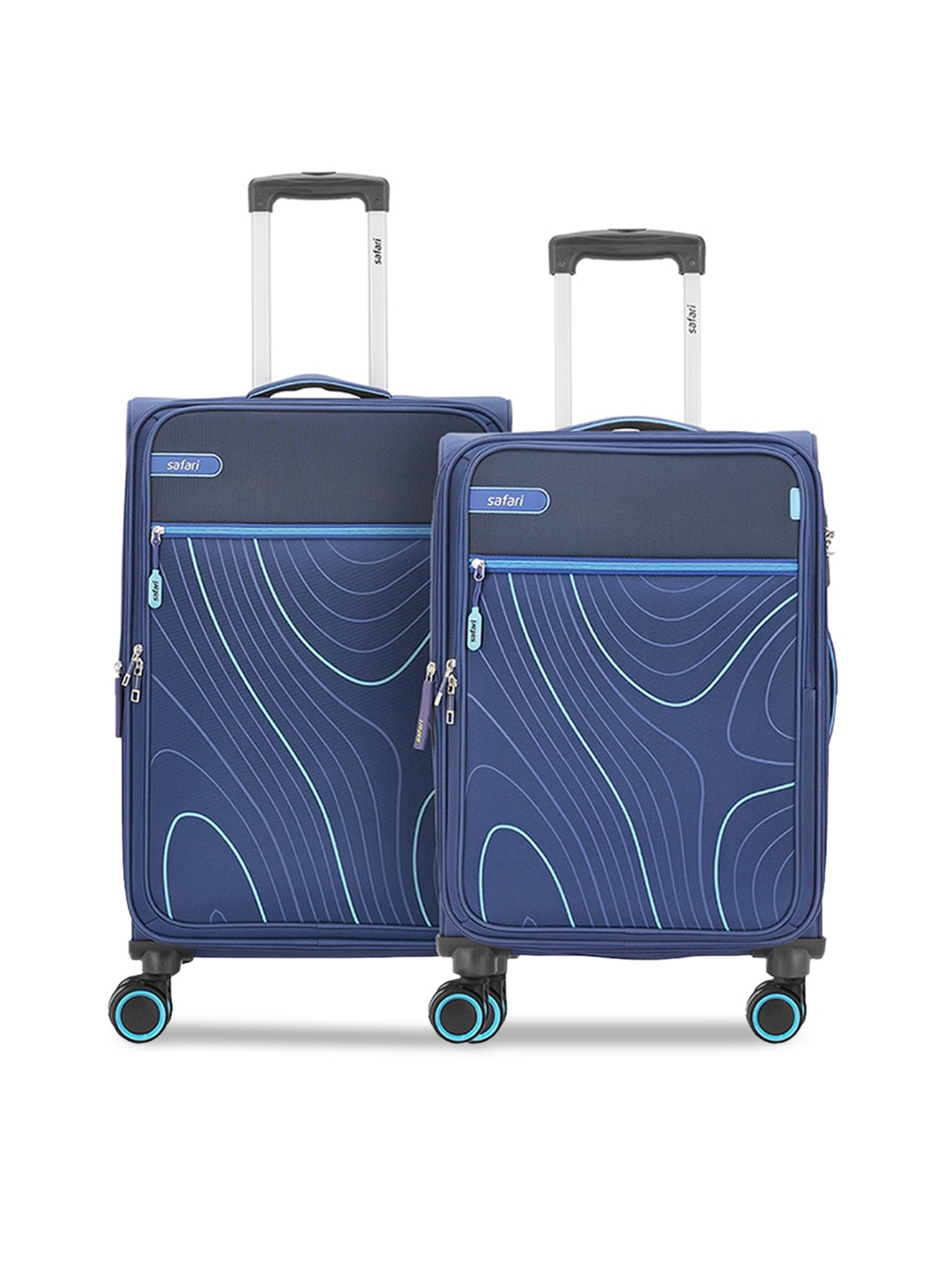 

Safari Contour Set of 2 Polyester Small & Medium Soft Trolley, Blue