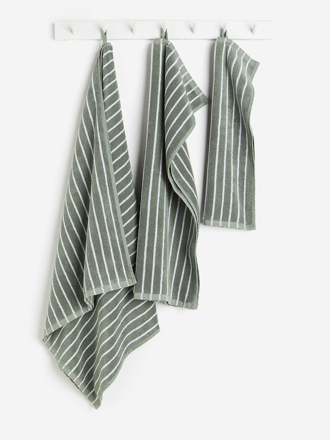 

H&M Green & White Striped Hand Towel