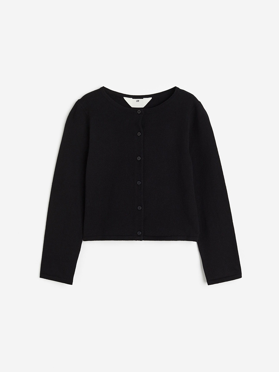 

H&M Girls Fine-Knit Pure Cotton Cardigan, Black
