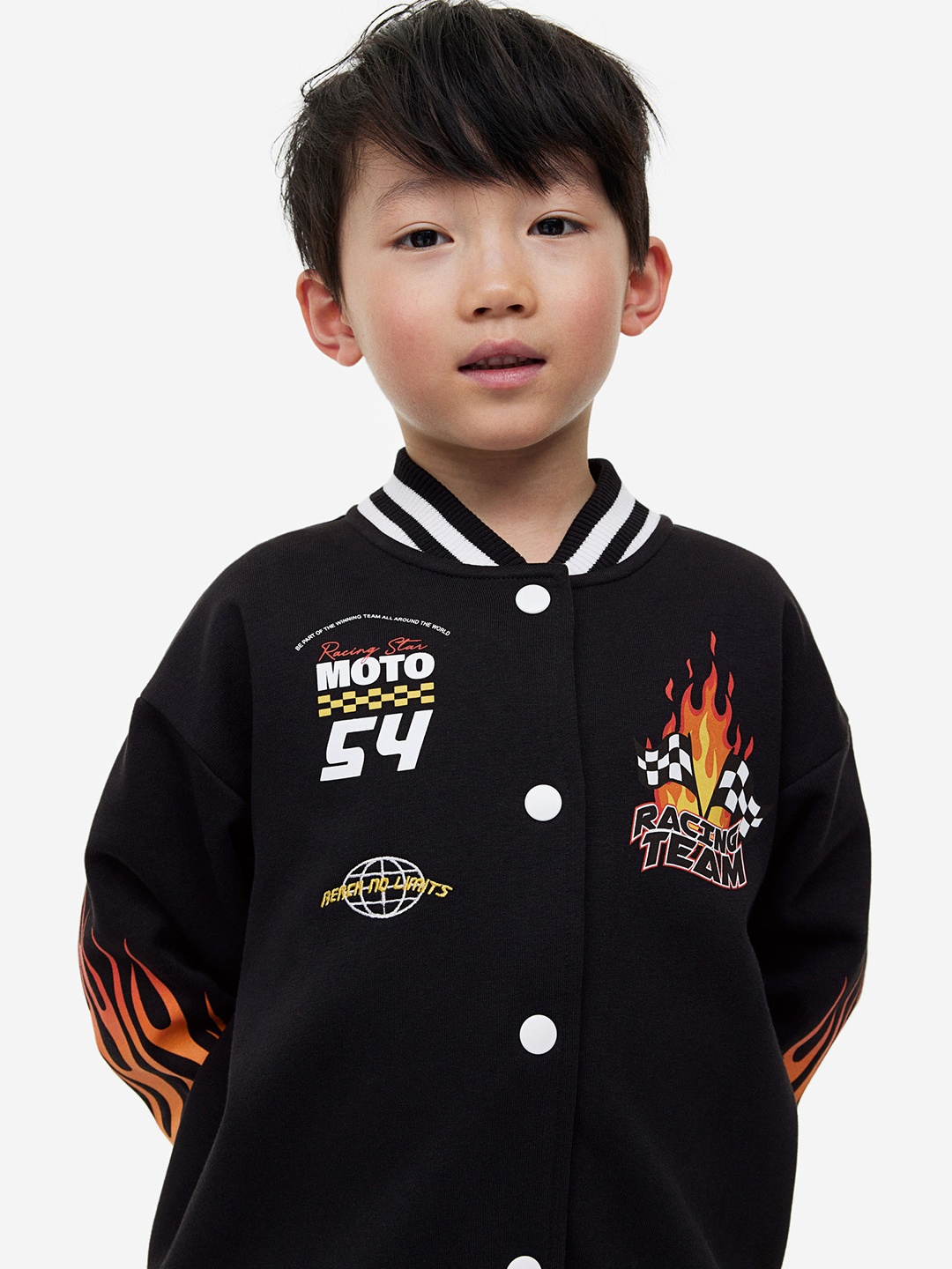 

H&M Boys Oversized Baseball Jacket, Black