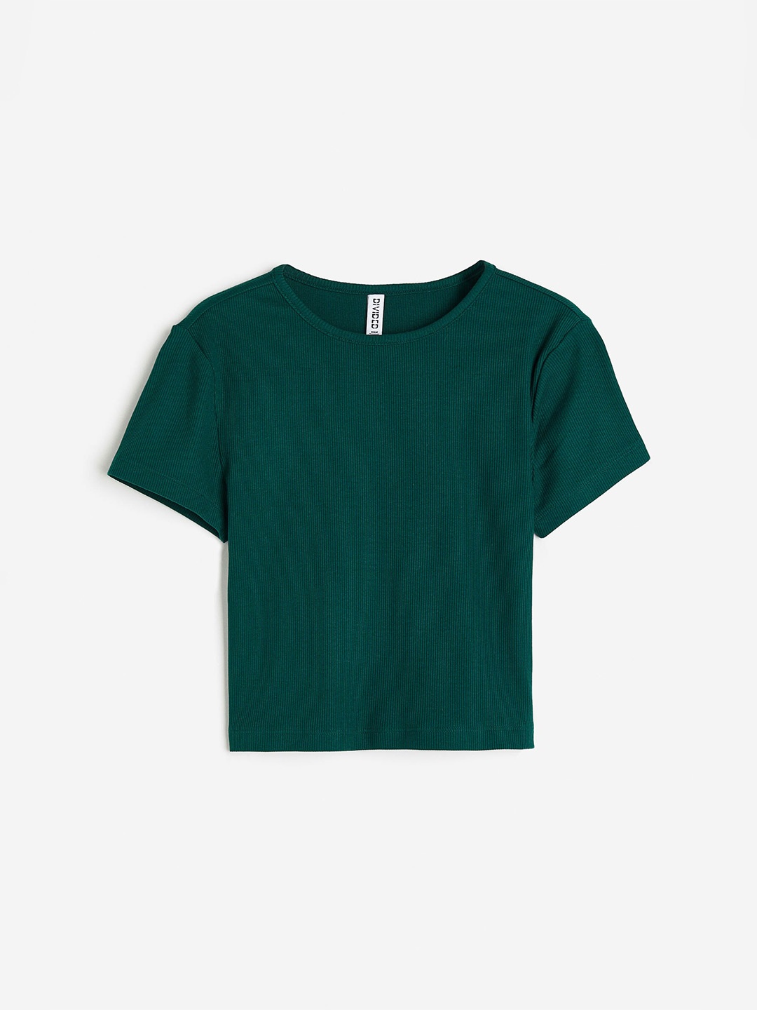 

H&M Ribbed Cropped Top, Green