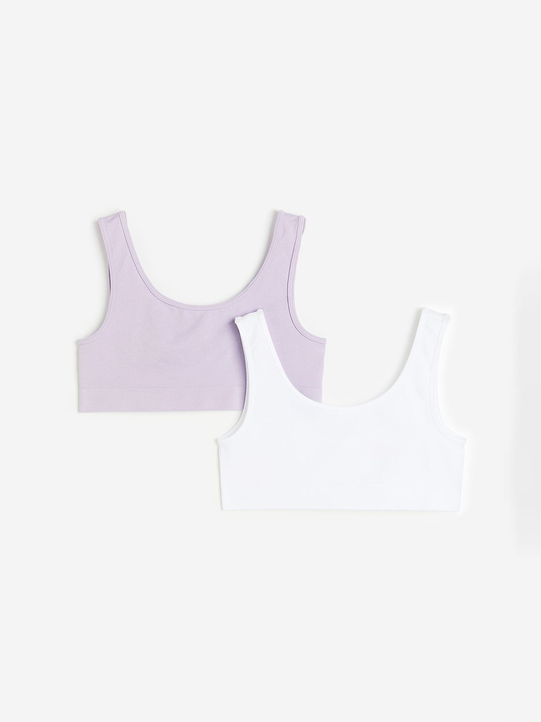 

H&M Girls 2-Pack Seamless Short Tops, Purple