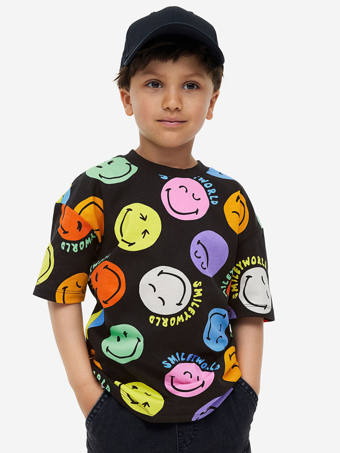 

H&M Boys Printed Pure Cotton T-shirt, Black