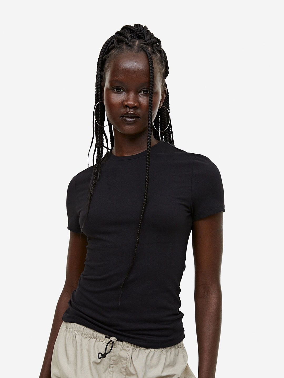 

H&M Fitted T-shirt, Black